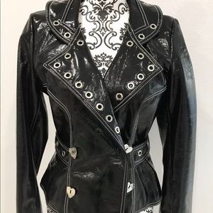 RARE Betsey Johnson Black Patent Coat Small Medium